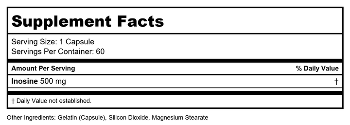 Ecological Formulas, Inosine 500 mg 60 caps - Supplement Facts panel