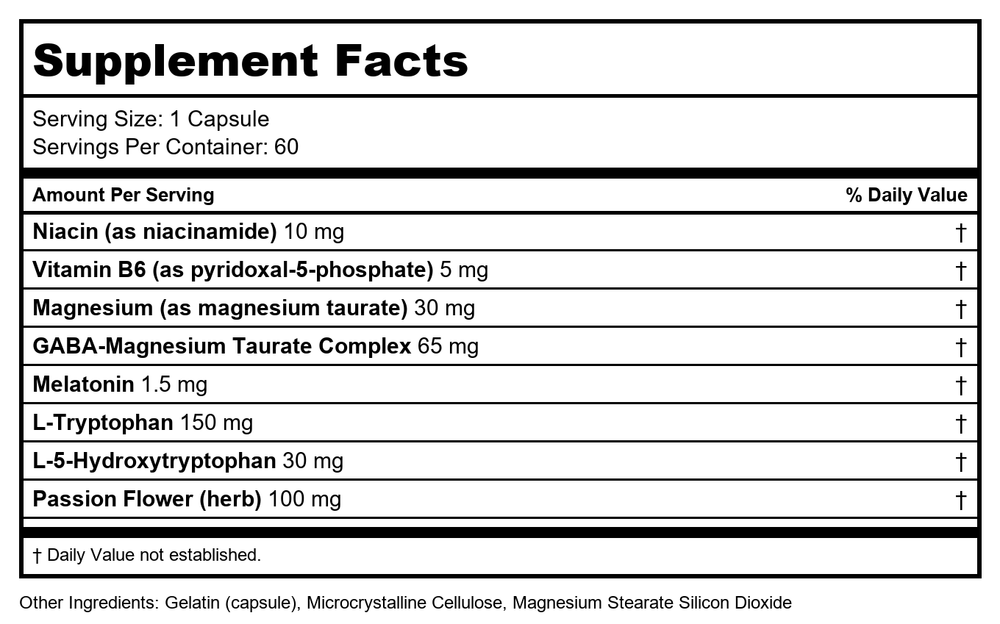 Ecological Formulas, Passionate Sleep 60 caps - Supplement Facts panel