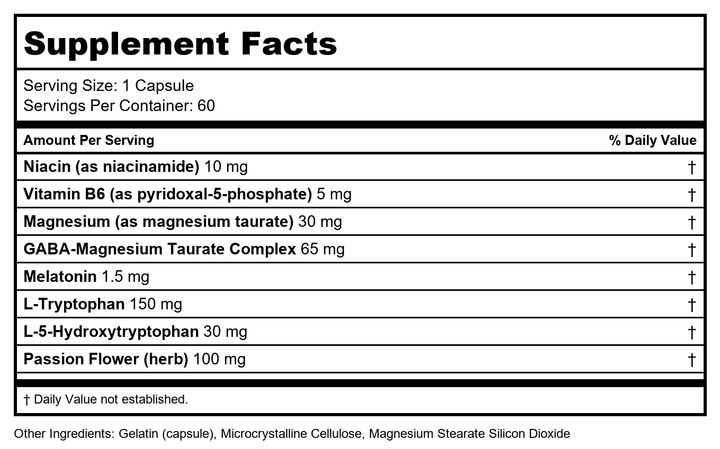 Ecological Formulas, Passionate Sleep 60 caps - Supplement Facts panel