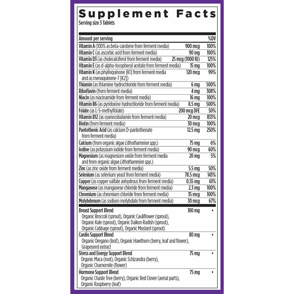 Women’s Advanced  40+ Multivitamin Supplement Facts