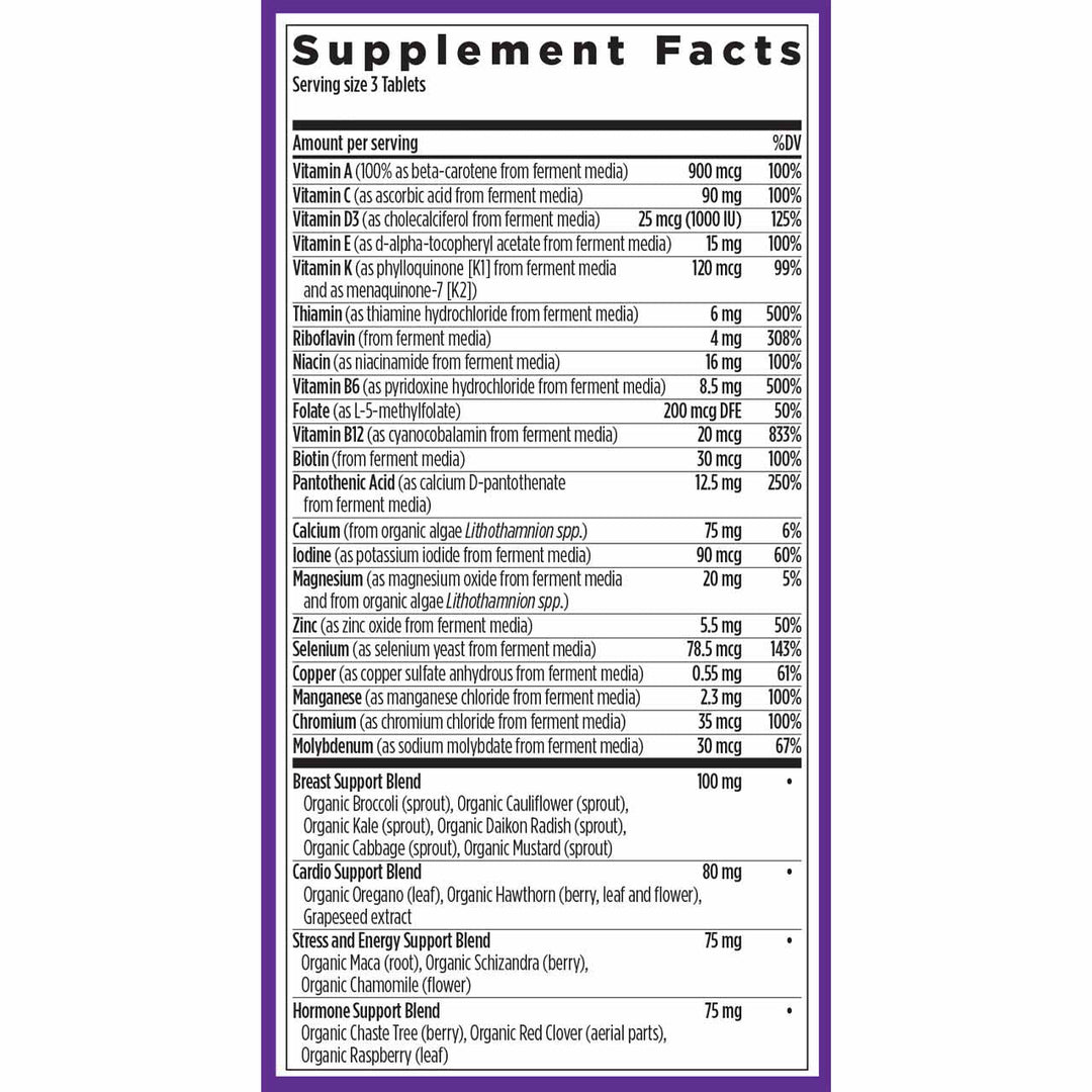 Women’s Advanced  40+ Multivitamin Supplement Facts