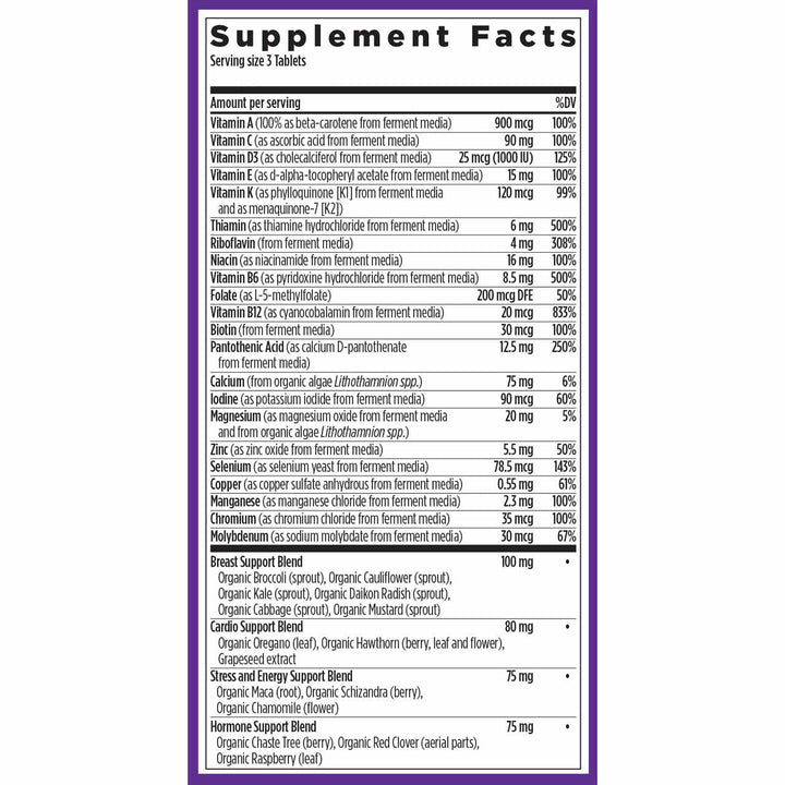 Women’s Advanced  40+ Multivitamin Supplement Facts