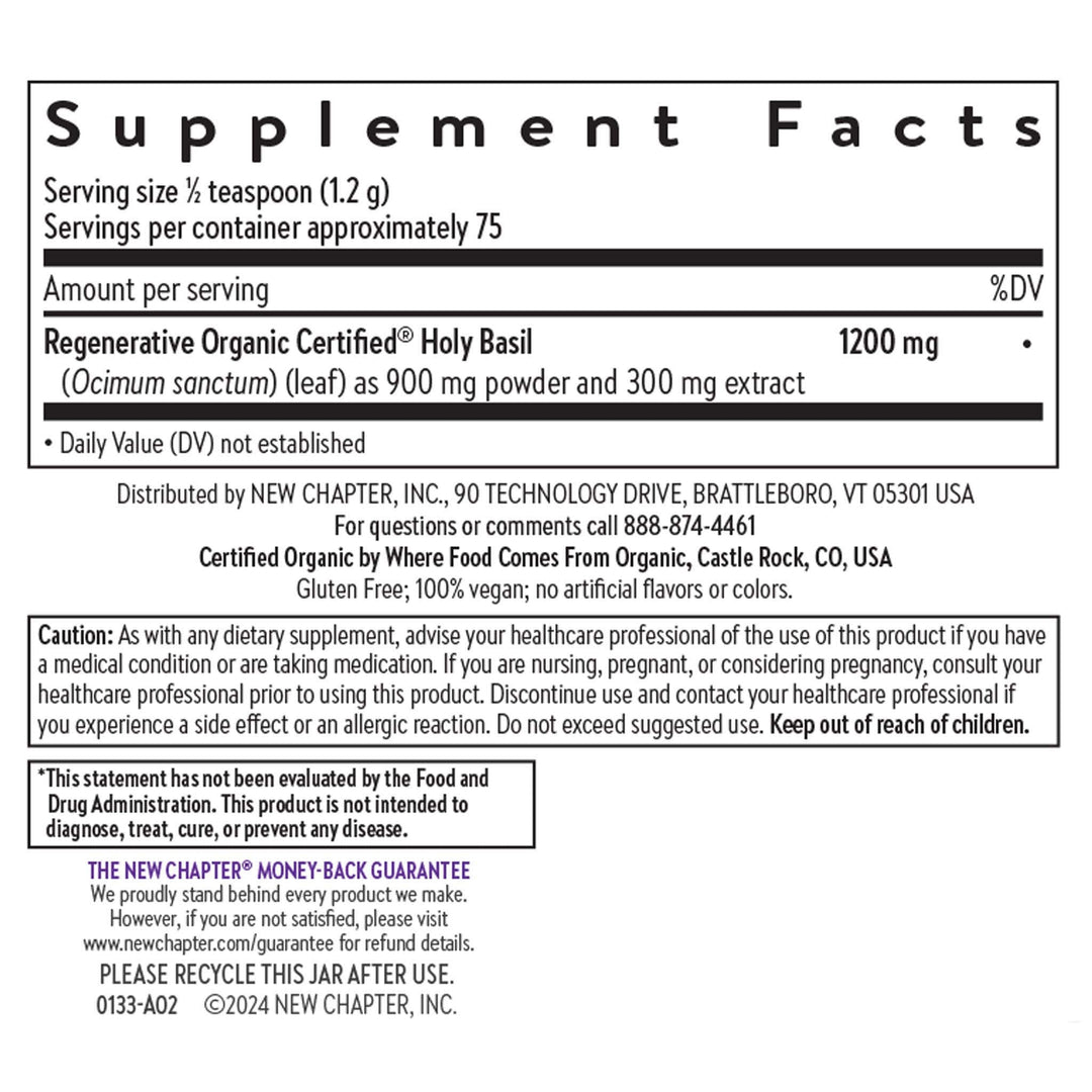 Organic Holy Basil Booster Powder Supplement Facts