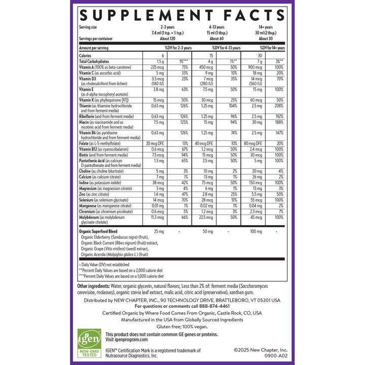 New Chapter Liquid Multivitamin Supplement Facts