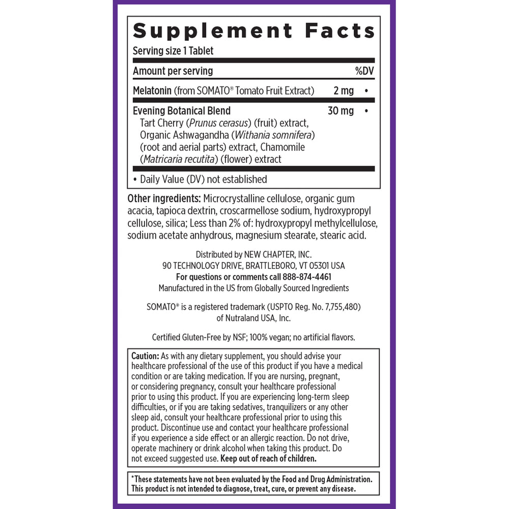 Plant Melatonin + Tart Cherry & Ashwagandha Supplement Facts