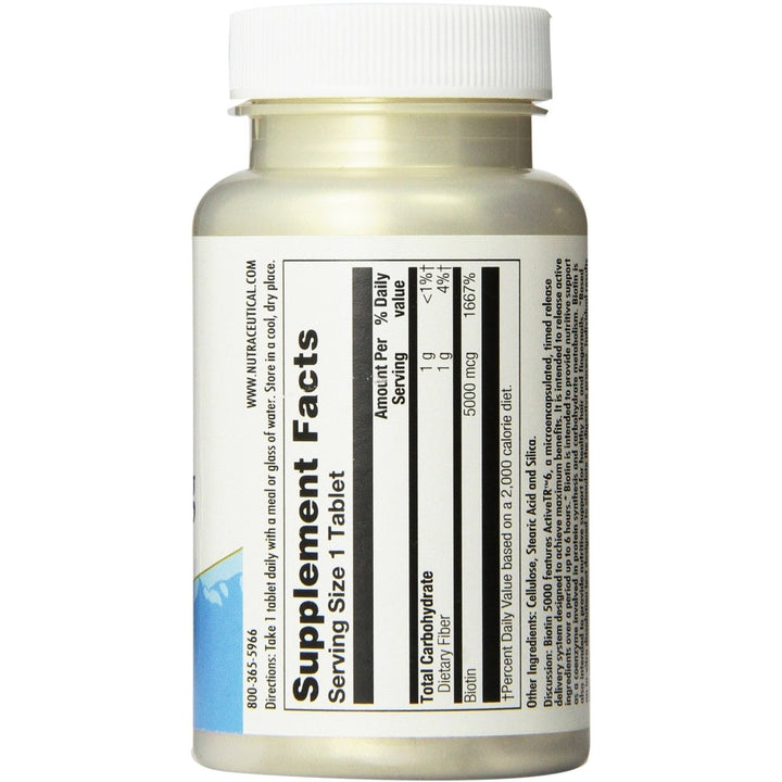 KAL Biotin 5000 TR Tablets, 5000 mcg, 60 Count - The Oasis of Health