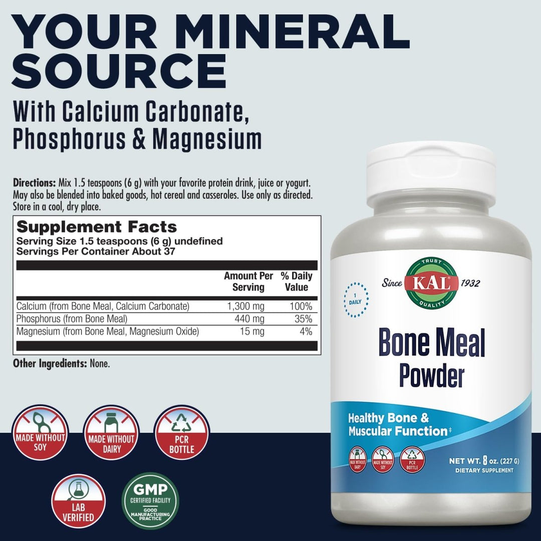 KAL Bone Meal Powder, 8 Ounce - The Oasis of Health