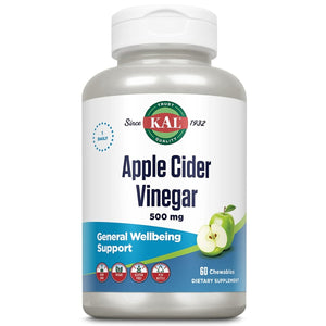 KAL Chewable Tablets, Apple Cider Vinegar, 500 mg, 60 Count 51865 - The Oasis of Health