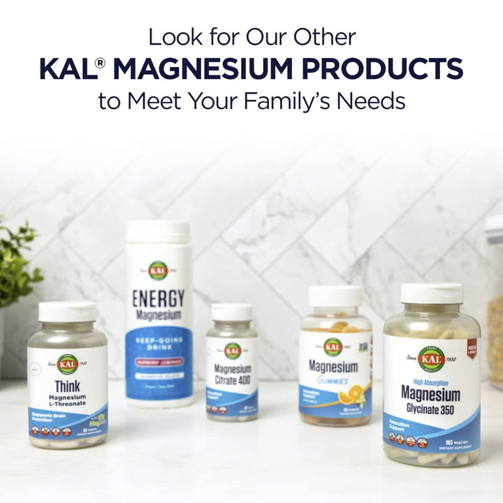 KAL Magnesium Glycinate ActivGels 315mg, High Absorption Magnesium Supplement for Muscle, Nerve & Bone Health Support, Non - GMO, Gluten Free, 30 Servings, 90 Softgels - The Oasis of Health