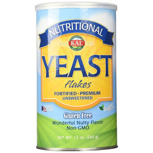 KAL Nutritional Yeast Flakes, Fortified with B12, Folic Acid & Other B Vitamins, Unsweetened, Great Nutty Flavor, Vegan & Gluten Free, 60 - Day Money Back Guarantee, Made in the USA, 34 Servings, 12oz - The Oasis of Health