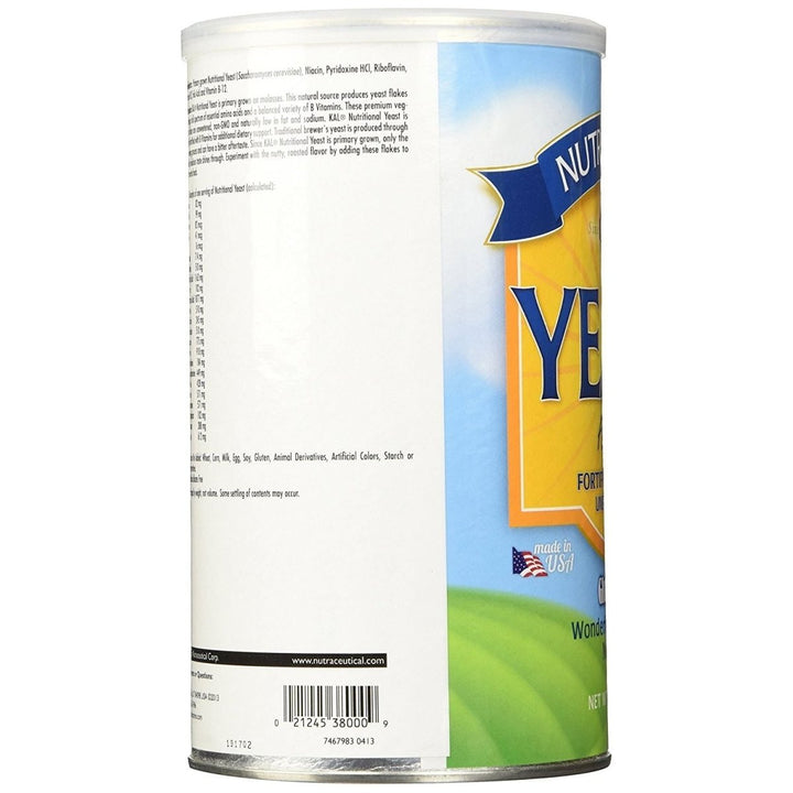 KAL Nutritional Yeast Flakes, Fortified with B12, Folic Acid & Other B Vitamins, Unsweetened, Great Nutty Flavor, Vegan & Gluten Free, 60 - Day Money Back Guarantee, Made in the USA, 34 Servings, 12oz - The Oasis of Health