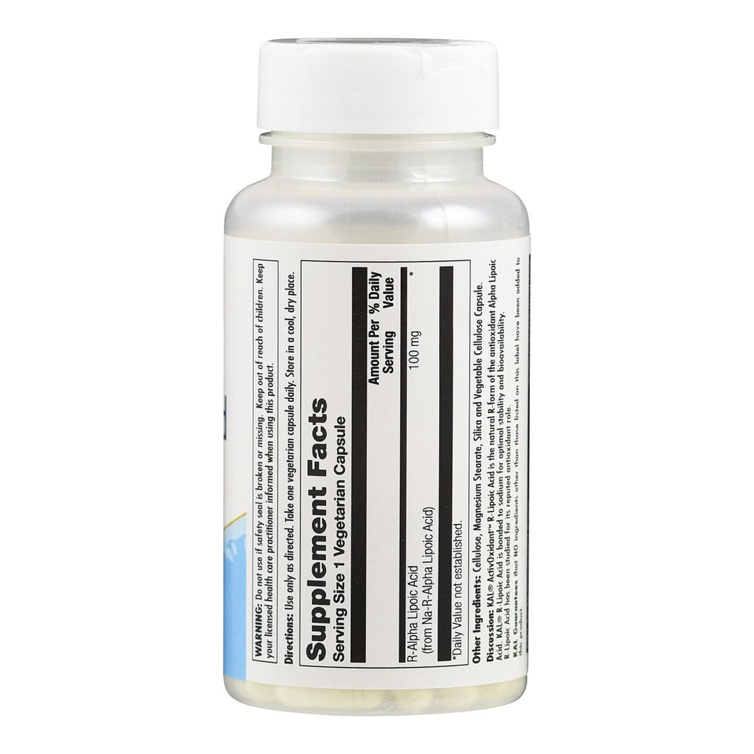 KAL R - Lipoic Acid AntiOxidant 100mg 60 Vcaps PN 50212 - The Oasis of Health