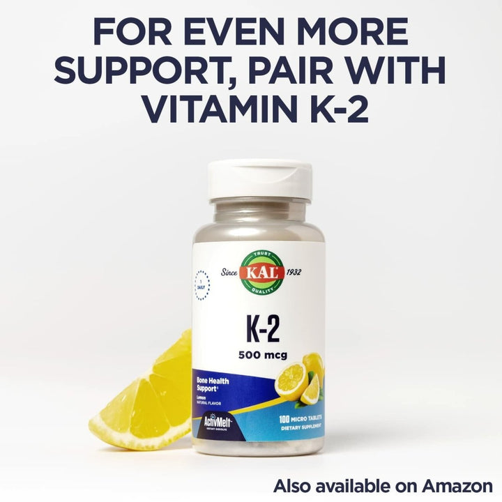 KAL Vitamin D3 1000 IU 25 mcg, Vitamin D Chewables, Calcium Absorption, Bone Health and Immune Support Supplement, Natural Peppermint Flavor, Sweetened with Xylitol, 100 Servings, 100 Chews - The Oasis of Health