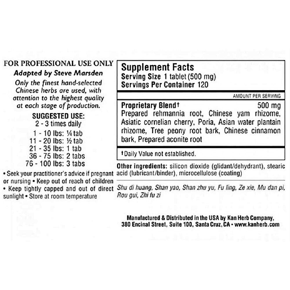 Kan Herb Essentials Rehmannia Eight Combination 120 Tablets - The Oasis of Health