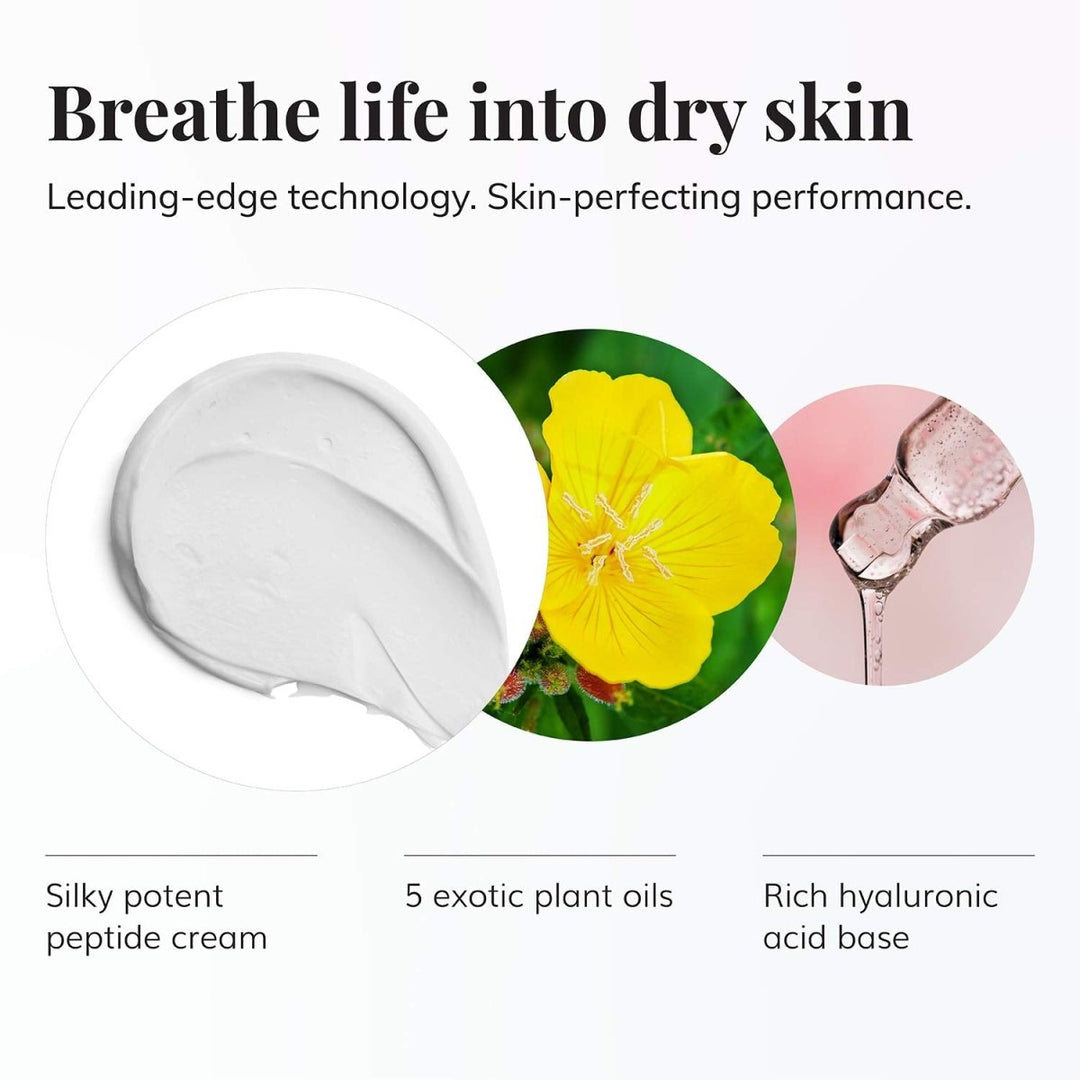 Le Mieux Bio Cell Rejuvenating Cream - Triple Peptide Facial Moisturizer with Hyaluronic Acid, Squalane &amp; Rose Hip, Night &amp; Day Cream for Face &amp; Neck, No Parabens or Sulfates (1.75 oz / 52 ml) - The Oasis of Health