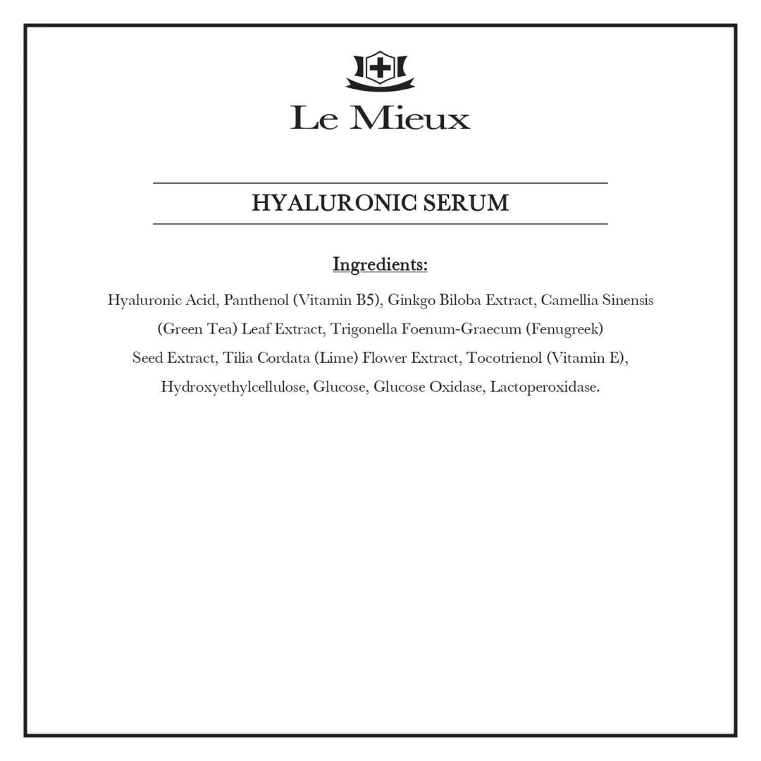 Le Mieux Hyaluronic Serum - Concentrated Hyaluronic Acid Facial Hydration Complex, Anti Aging Moisture with No Parabens or Sulfates (1 oz / 30 ml) - The Oasis of Health