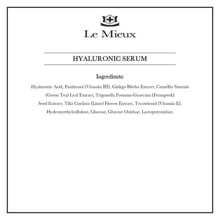 Le Mieux Hyaluronic Serum - Concentrated Hyaluronic Acid Facial Hydration Complex, Anti Aging Moisture with No Parabens or Sulfates (1 oz / 30 ml) - The Oasis of Health