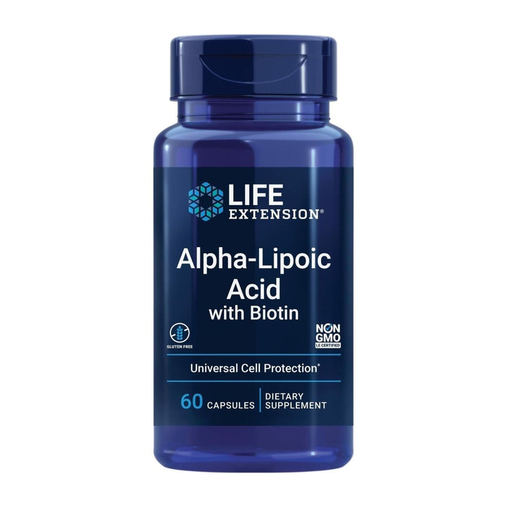 Life Extension Alpha - Lipoic Acid with Biotin, for Cell Protection, Universal antioxidant for Liver & Nerve Health, Gluten - Free, Non - GMO, 60 Capsules - The Oasis of Health