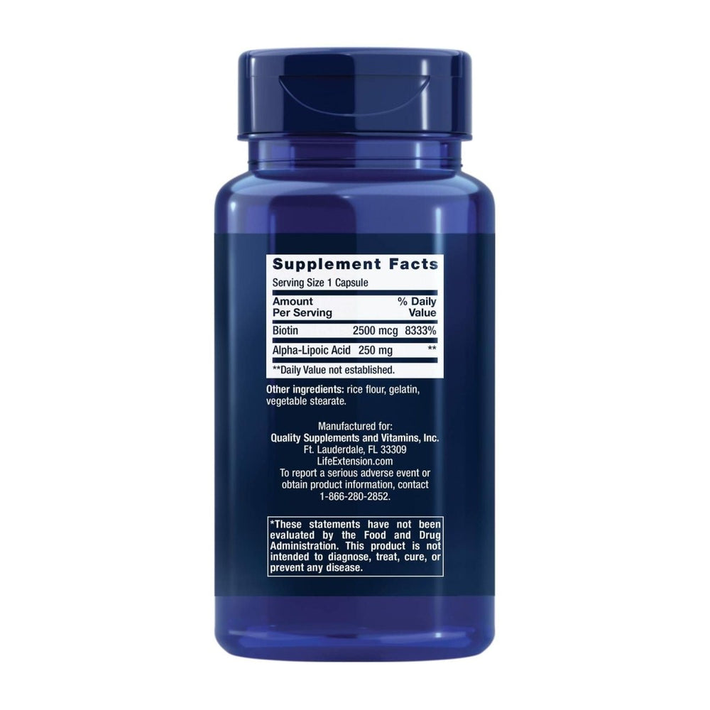 Life Extension Alpha - Lipoic Acid with Biotin, for Cell Protection, Universal antioxidant for Liver & Nerve Health, Gluten - Free, Non - GMO, 60 Capsules - The Oasis of Health