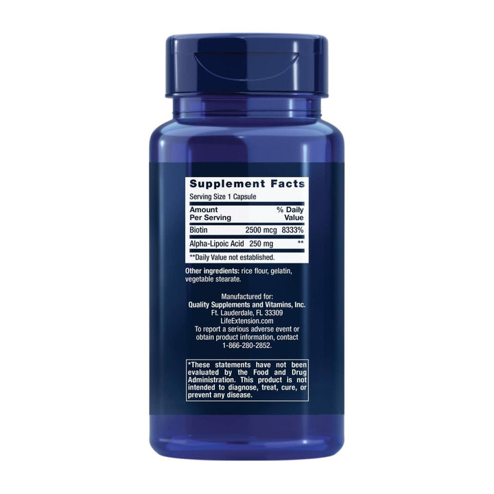 Life Extension Alpha - Lipoic Acid with Biotin, for Cell Protection, Universal antioxidant for Liver & Nerve Health, Gluten - Free, Non - GMO, 60 Capsules - The Oasis of Health