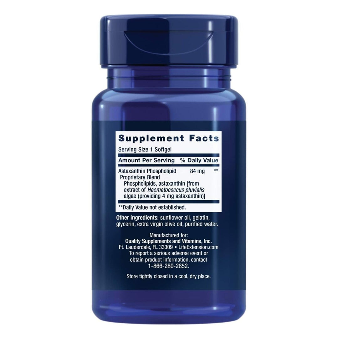 Life Extension Astaxanthin with Phospholipids 4 mg - For Eye & Heart Health + Metabolic & Cardiovascular Health - Supports Inflammatory & Immune Response - Gluten Free, Non - GMO - 30 Softgels - The Oasis of Health