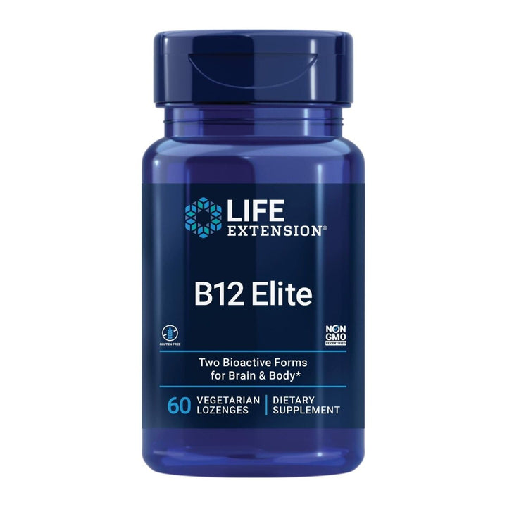 Life Extension B12 Elite, adenosylcobalamin, methylcobalamin, Two Active Forms for Brain Health & Dopamine Production, Non - GMO, Gluten - Free, Vegetarian, 60 lozenges - The Oasis of Health
