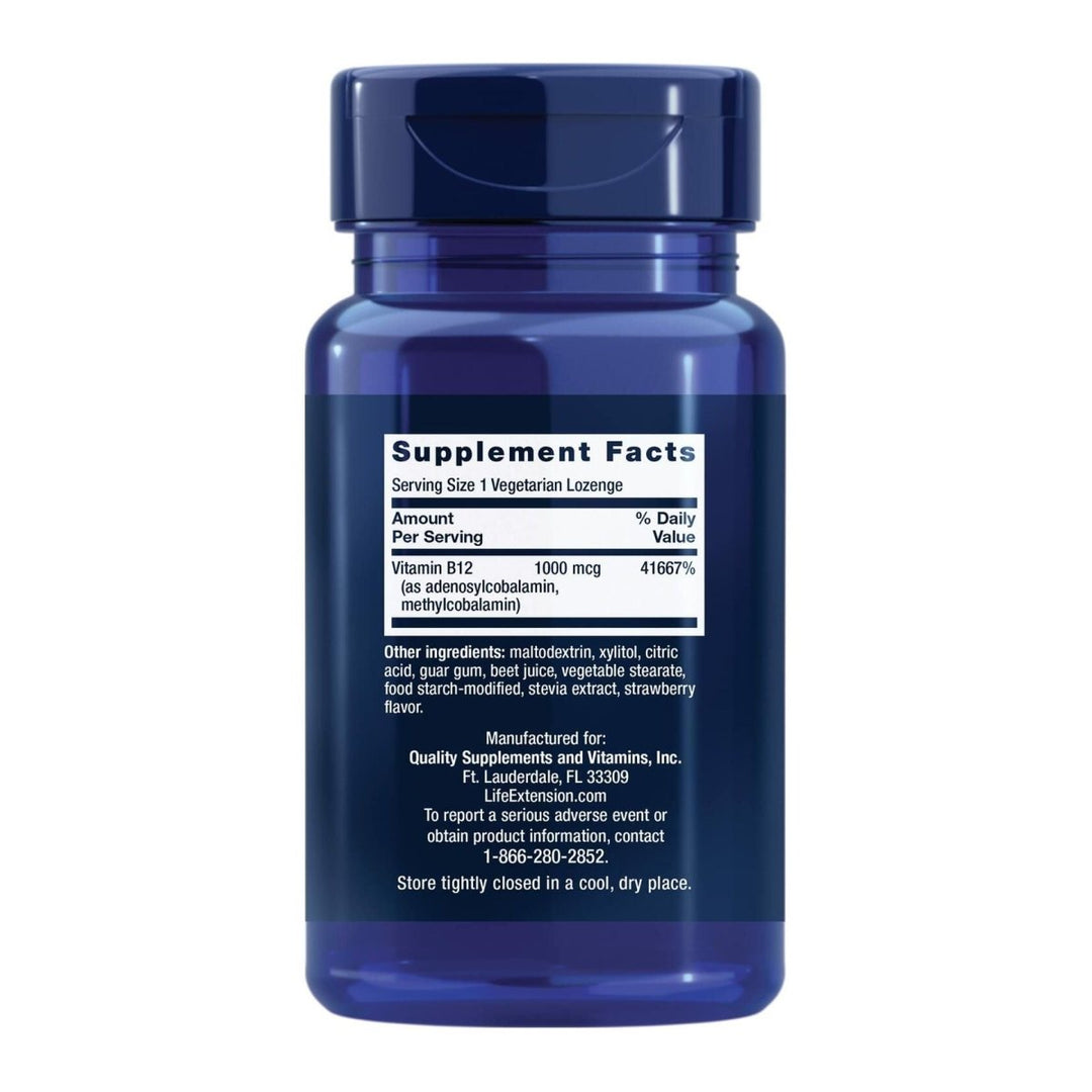 Life Extension B12 Elite, adenosylcobalamin, methylcobalamin, Two Active Forms for Brain Health & Dopamine Production, Non - GMO, Gluten - Free, Vegetarian, 60 lozenges - The Oasis of Health