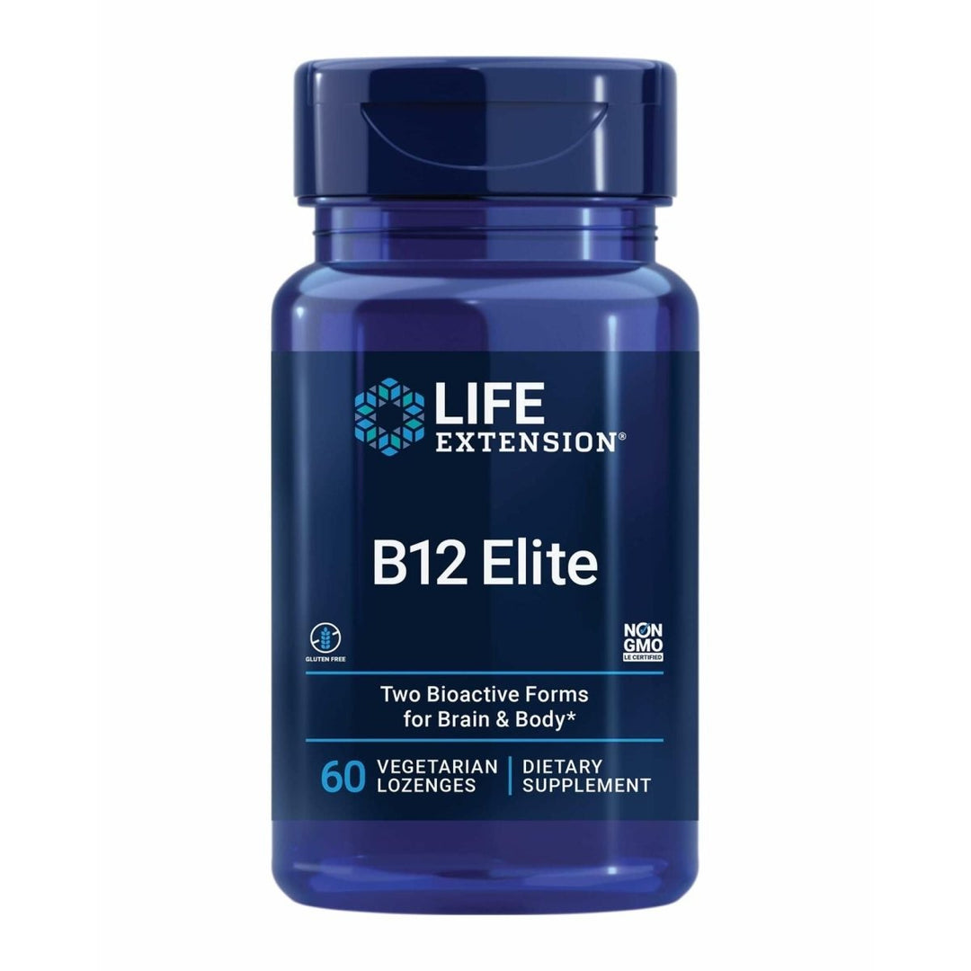 Life Extension B12 Elite, adenosylcobalamin, methylcobalamin, Two Active Forms for Brain Health & Dopamine Production, Non - GMO, Gluten - Free, Vegetarian, 60 lozenges - The Oasis of Health