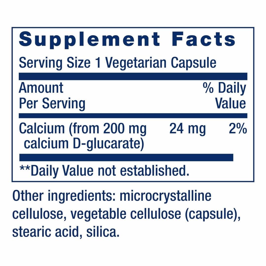 Life Extension Calcium D - Glucarate, 200 mg - Supports Detoxification, Helps Flush Out Unwanted Compounds � Gluten - Free, Non - GMO, Vegetarian � 60 Capsules - The Oasis of Health