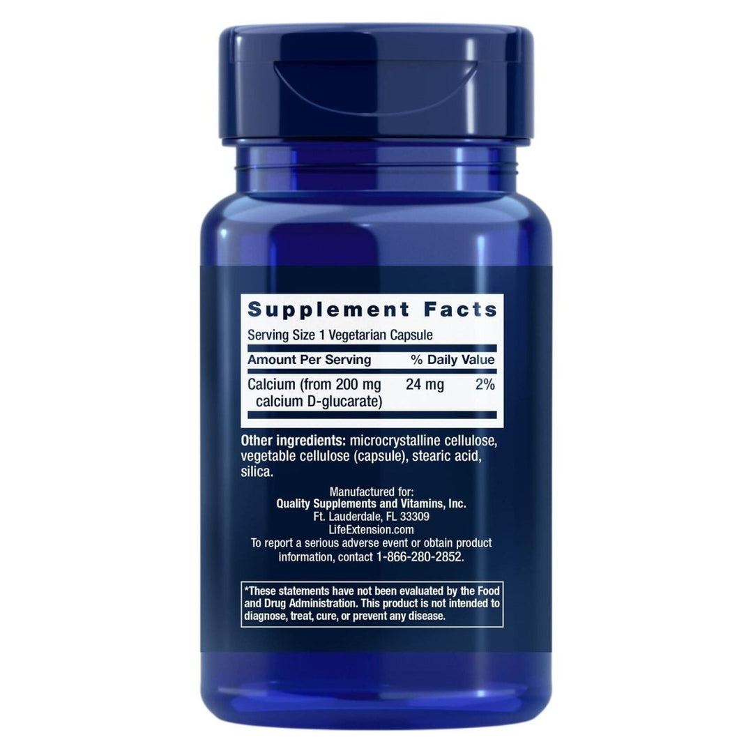 Life Extension Calcium D - Glucarate, 200 mg - Supports Detoxification, Helps Flush Out Unwanted Compounds � Gluten - Free, Non - GMO, Vegetarian � 60 Capsules - The Oasis of Health