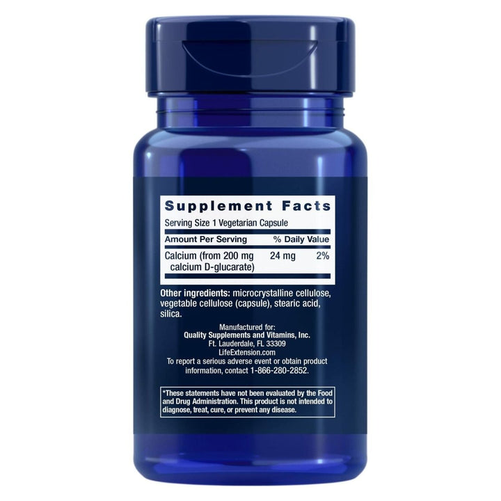 Life Extension Calcium D - Glucarate, 200 mg - Supports Detoxification, Helps Flush Out Unwanted Compounds � Gluten - Free, Non - GMO, Vegetarian � 60 Capsules - The Oasis of Health