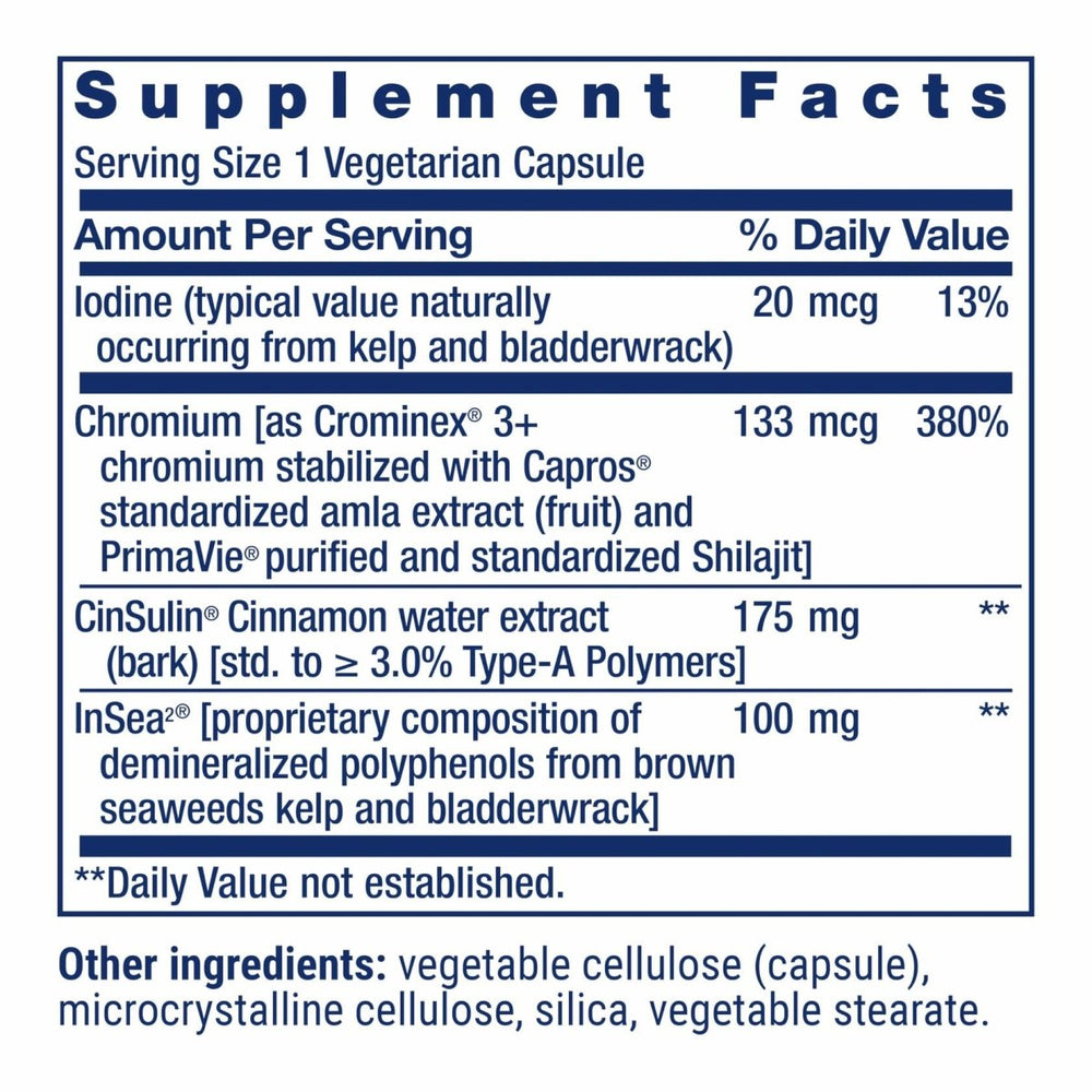 Life Extension CinSulin® with InSea2® and Crominex® 3+, shilajit, amla Fruit, Cinnamon, Brown Seaweed, Supports Healthy Metabolism and Satiety, Gluten - Free, Non - GMO, Vegetarian, 90 Capsules - The Oasis of Health