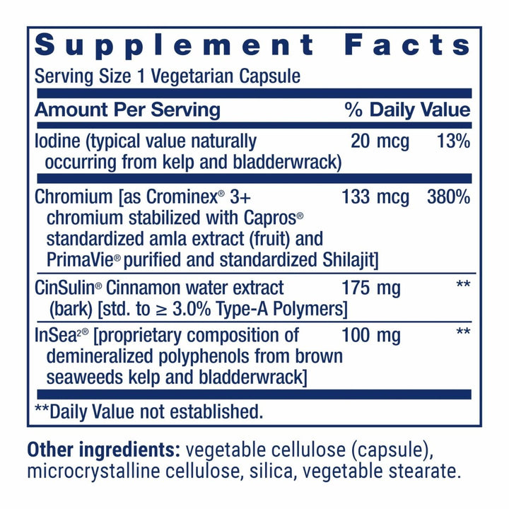 Life Extension CinSulin® with InSea2® and Crominex® 3+, shilajit, amla Fruit, Cinnamon, Brown Seaweed, Supports Healthy Metabolism and Satiety, Gluten - Free, Non - GMO, Vegetarian, 90 Capsules - The Oasis of Health