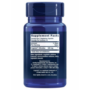 Life Extension Citicoline (CDP - Choline) - Citicoline Supplement for Brain & Cognitive Health, Focus, Attention, Memory Function - Non - GMO, Gluten Free, Vegetarian - 60 Capsules - The Oasis of Health