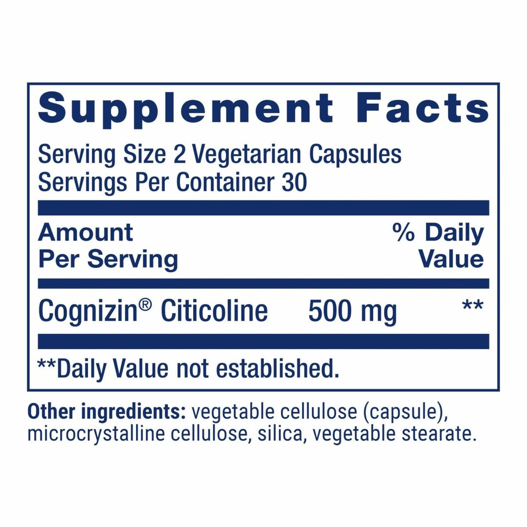 Life Extension Citicoline (CDP - Choline) - Citicoline Supplement for Brain & Cognitive Health, Focus, Attention, Memory Function - Non - GMO, Gluten Free, Vegetarian - 60 Capsules - The Oasis of Health