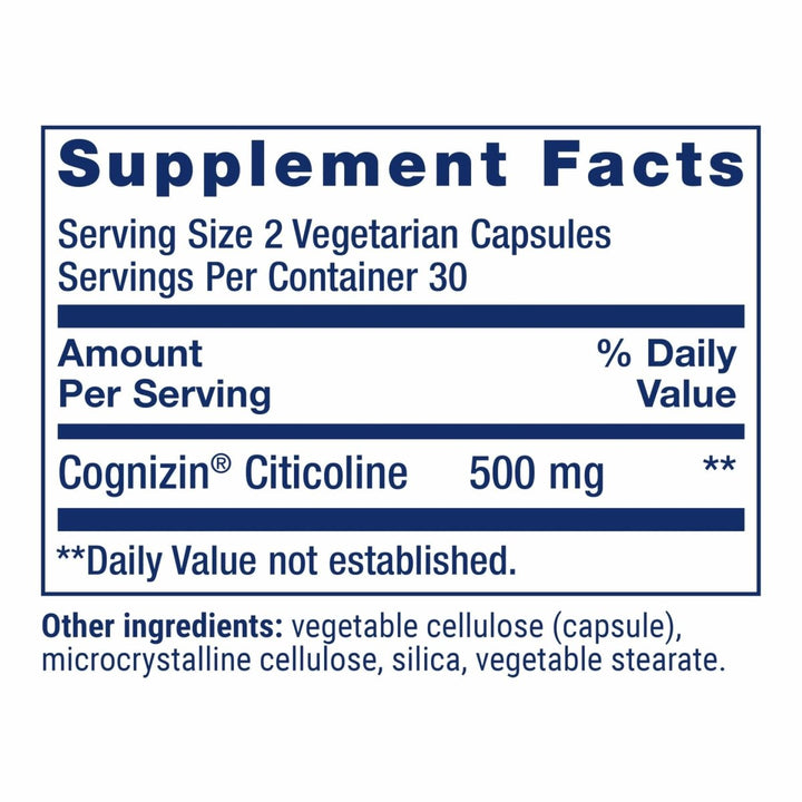 Life Extension Citicoline (CDP - Choline) - Citicoline Supplement for Brain & Cognitive Health, Focus, Attention, Memory Function - Non - GMO, Gluten Free, Vegetarian - 60 Capsules - The Oasis of Health