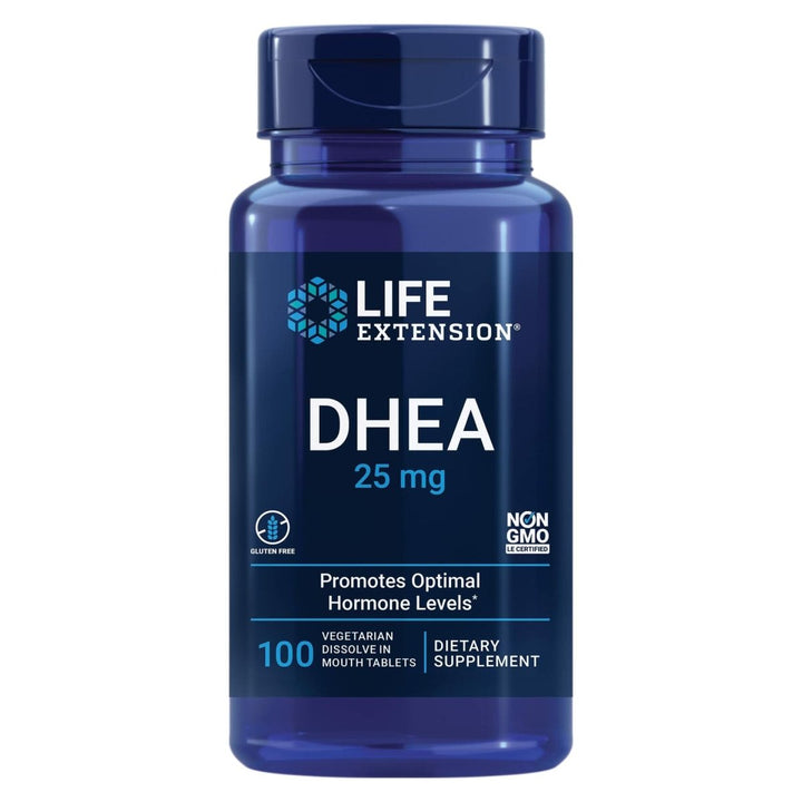 Life Extension DHEA 25 mg – For Hormone Balance, Immune Support, Sexual Health and Anti - Aging - Supports Memory &amp; Mood - Non - GMO, Gluten - Free, Vegetarian - 100 Dissolve - In - Mouth Tablets - The Oasis of Health