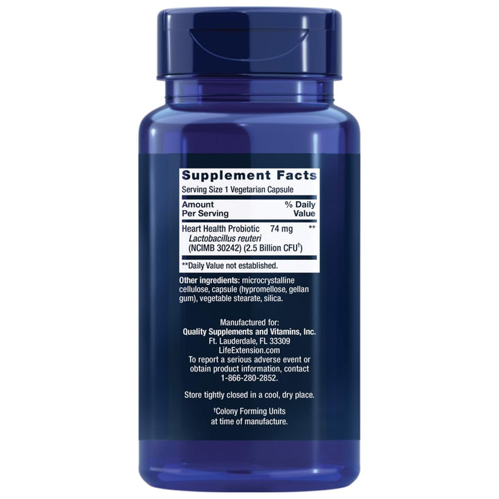 Life Extension FLORASSIST Heart Health - 2.5 Billion CFU Heart Health Support Advanced Probiotics Supplement for Men and Women ? Gluten - Free, Non - GMO, Vegetarian ? 60 Capsules - The Oasis of Health