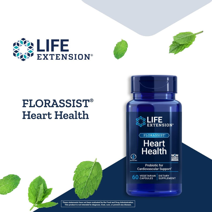 Life Extension FLORASSIST Heart Health - 2.5 Billion CFU Heart Health Support Advanced Probiotics Supplement for Men and Women ? Gluten - Free, Non - GMO, Vegetarian ? 60 Capsules - The Oasis of Health