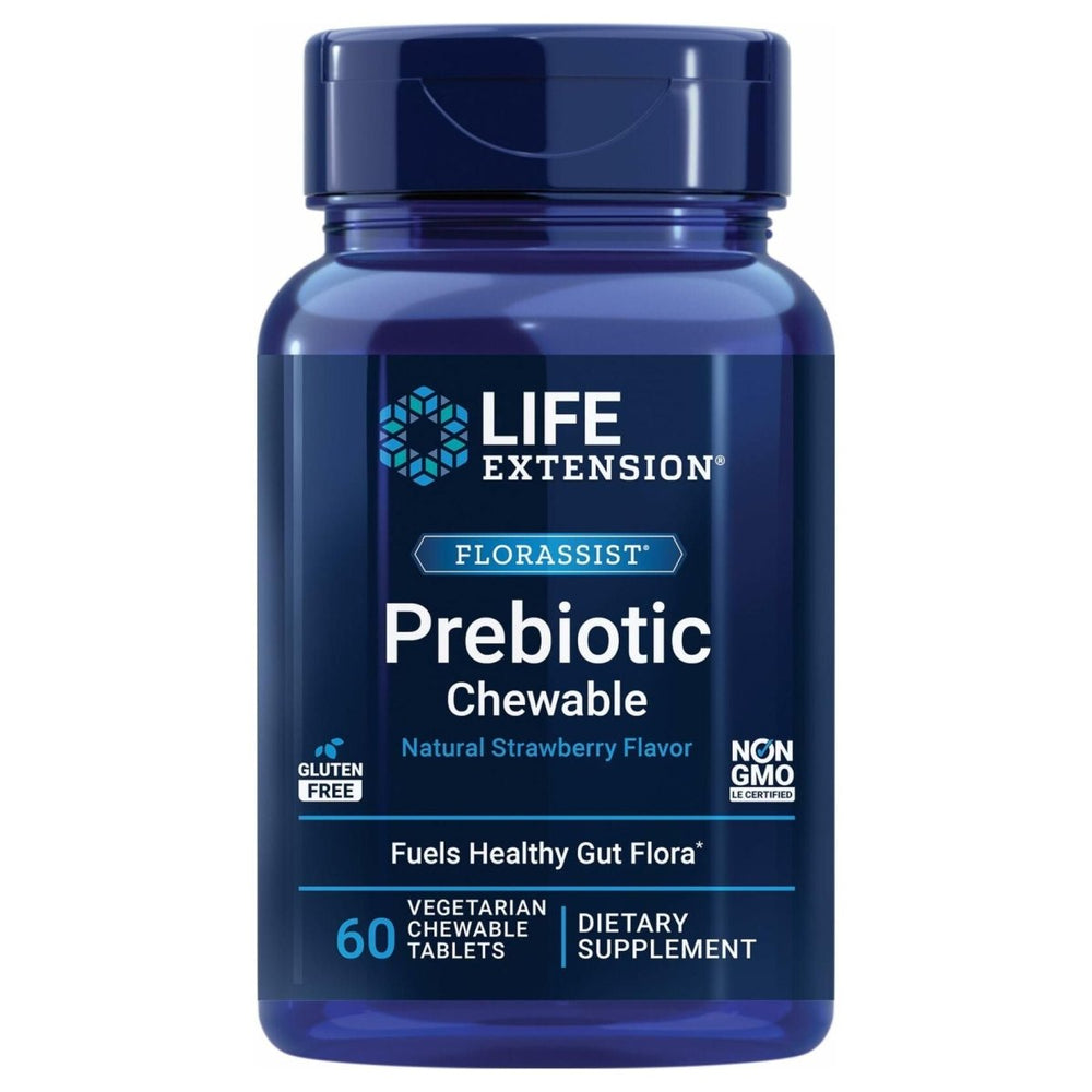 Life Extension FLORASSIST® Prebiotic Chewable (Strawberry), 1000 mg xylooligosaccharides, prebiotic Supplement Provides Fuel for Gut Flora, Gluten - Free, Non - GMO, Vegetarian, 60 chewable Tablets - The Oasis of Health