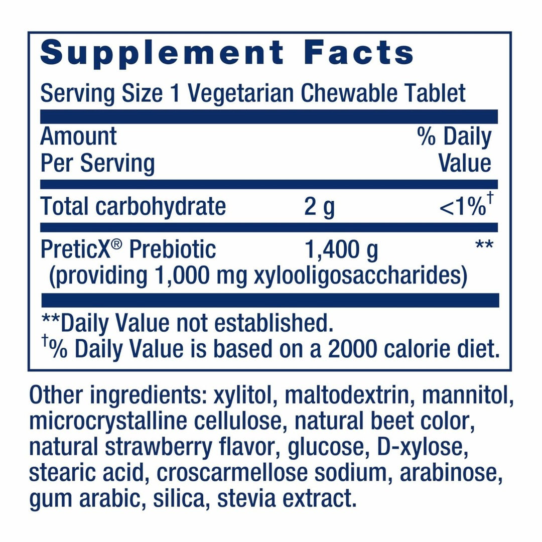 Life Extension FLORASSIST® Prebiotic Chewable (Strawberry), 1000 mg xylooligosaccharides, prebiotic Supplement Provides Fuel for Gut Flora, Gluten - Free, Non - GMO, Vegetarian, 60 chewable Tablets - The Oasis of Health