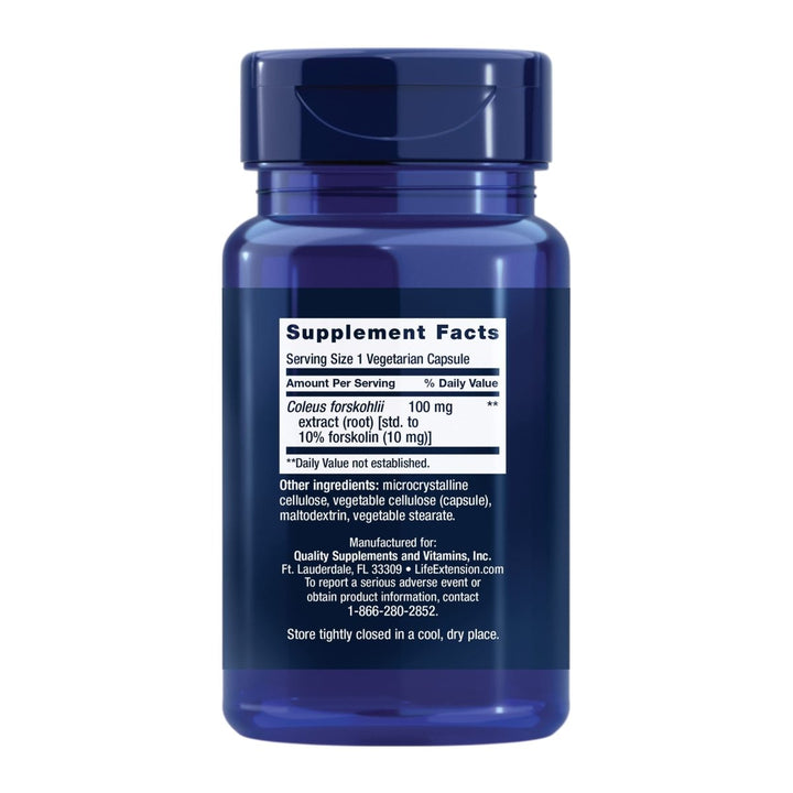 Life Extension Forskolin, Coleus forskohlii, Cellular Energy Health Support Supplement, 10 mg, standardized Extract, Non - GMO, Gluten - Free, Vegetarian, 60 Capsules, 1 - 2 Month Supply - The Oasis of Health
