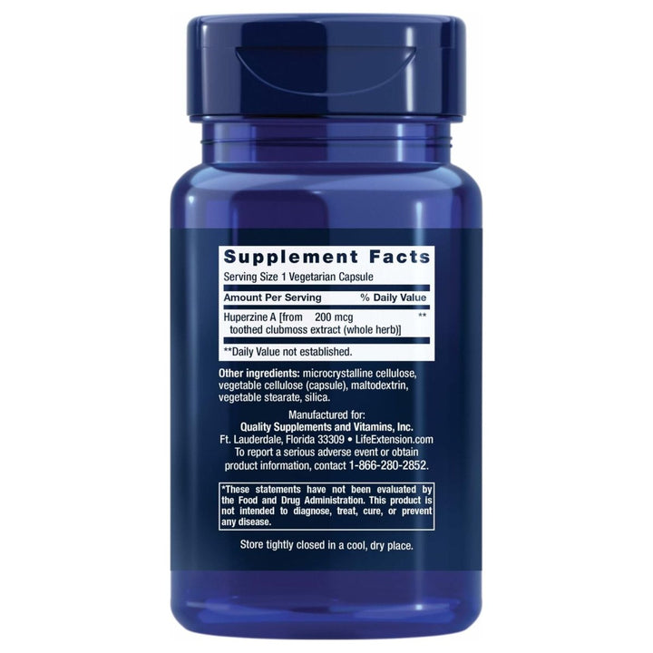 Life Extension Huperzine A, Memory Health, Cognitive Health, Chinese Club Moss Extract, Gluten - Free, Non - GMO, Vegetarian, 60 Capsules - The Oasis of Health