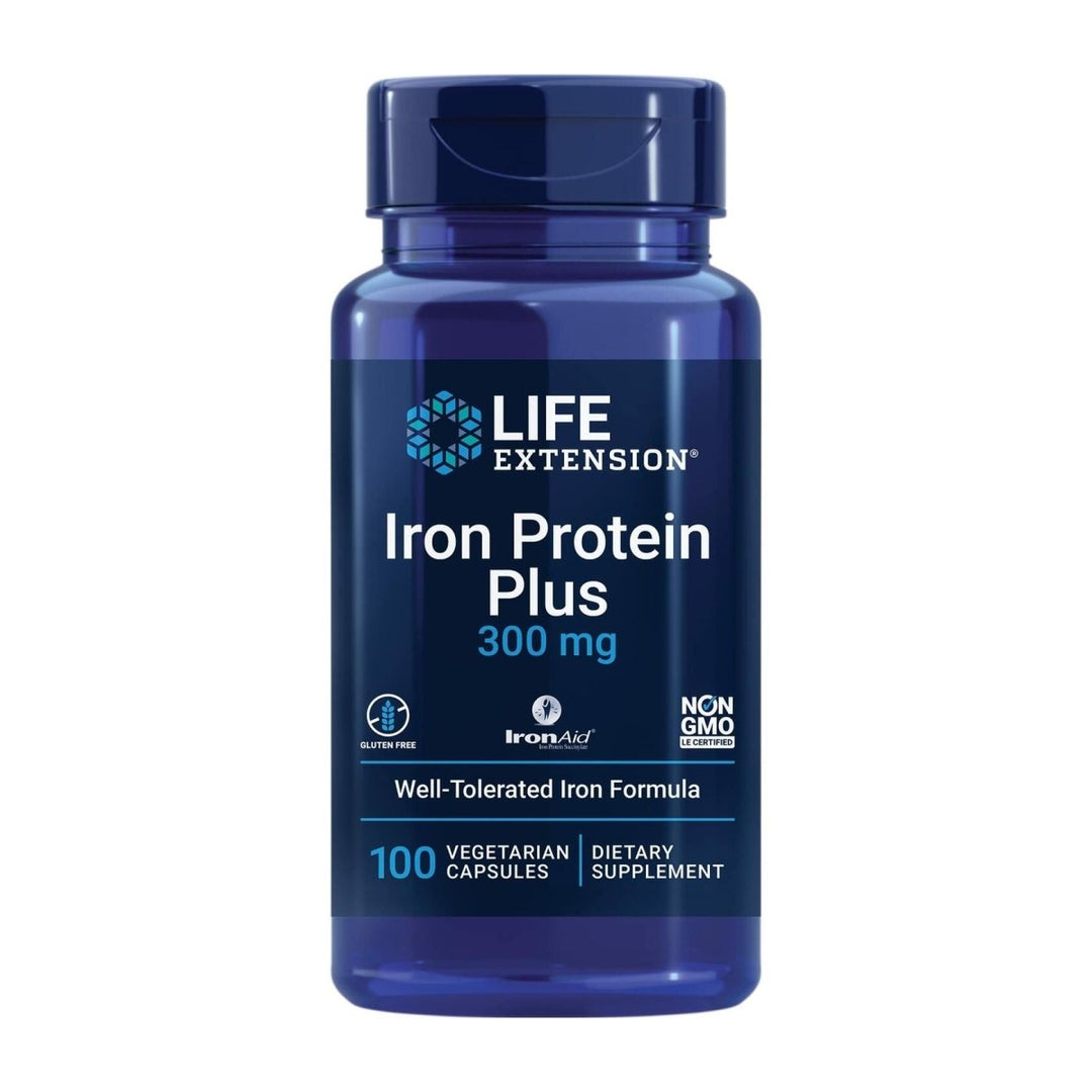 Life Extension Iron Protein Plus, Iron Protein succinylate, absorbable Iron Supplement for Whole - Body Health, Non - GMO, Gluten - Free, Vegetarian, 100 Capsules - The Oasis of Health