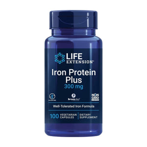 Life Extension Iron Protein Plus, Iron Protein succinylate, absorbable Iron Supplement for Whole - Body Health, Non - GMO, Gluten - Free, Vegetarian, 100 Capsules - The Oasis of Health