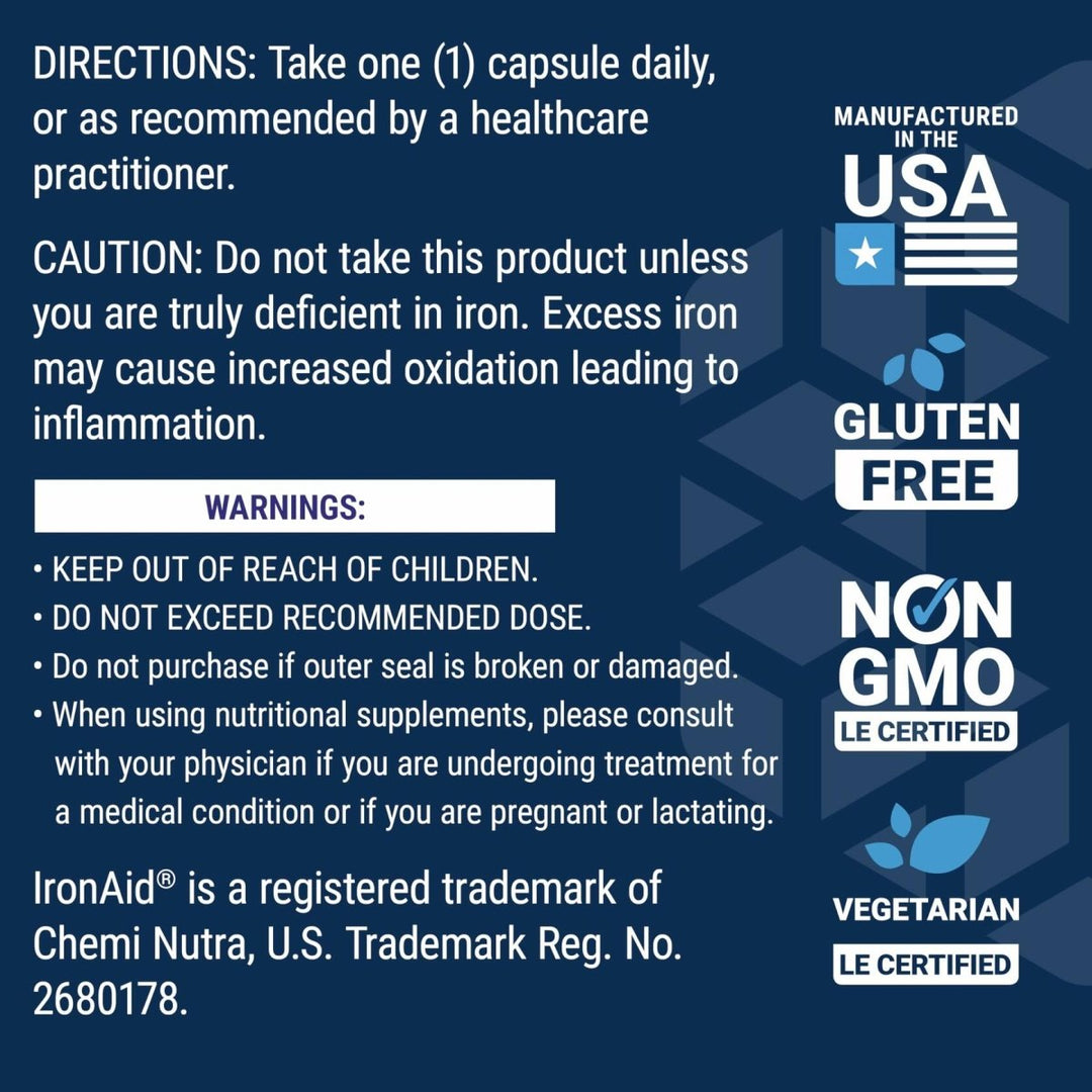 Life Extension Iron Protein Plus, Iron Protein succinylate, absorbable Iron Supplement for Whole - Body Health, Non - GMO, Gluten - Free, Vegetarian, 100 Capsules - The Oasis of Health