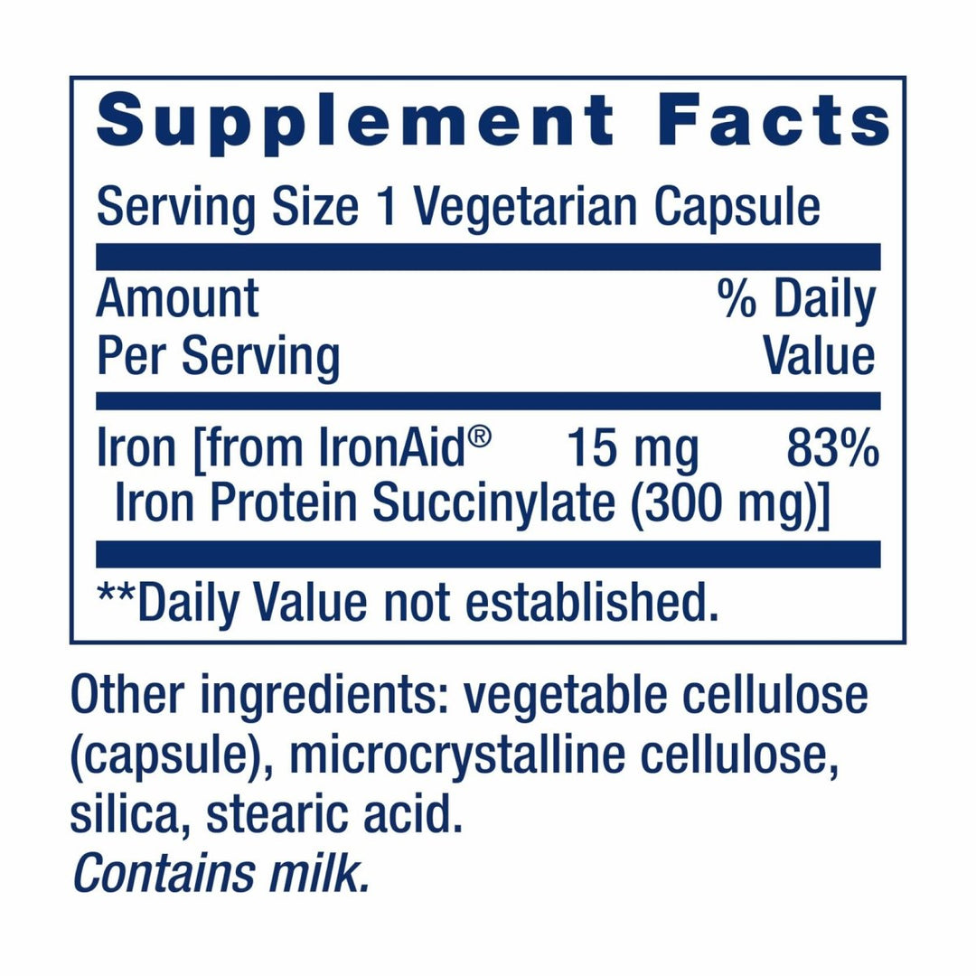 Life Extension Iron Protein Plus, Iron Protein succinylate, absorbable Iron Supplement for Whole - Body Health, Non - GMO, Gluten - Free, Vegetarian, 100 Capsules - The Oasis of Health