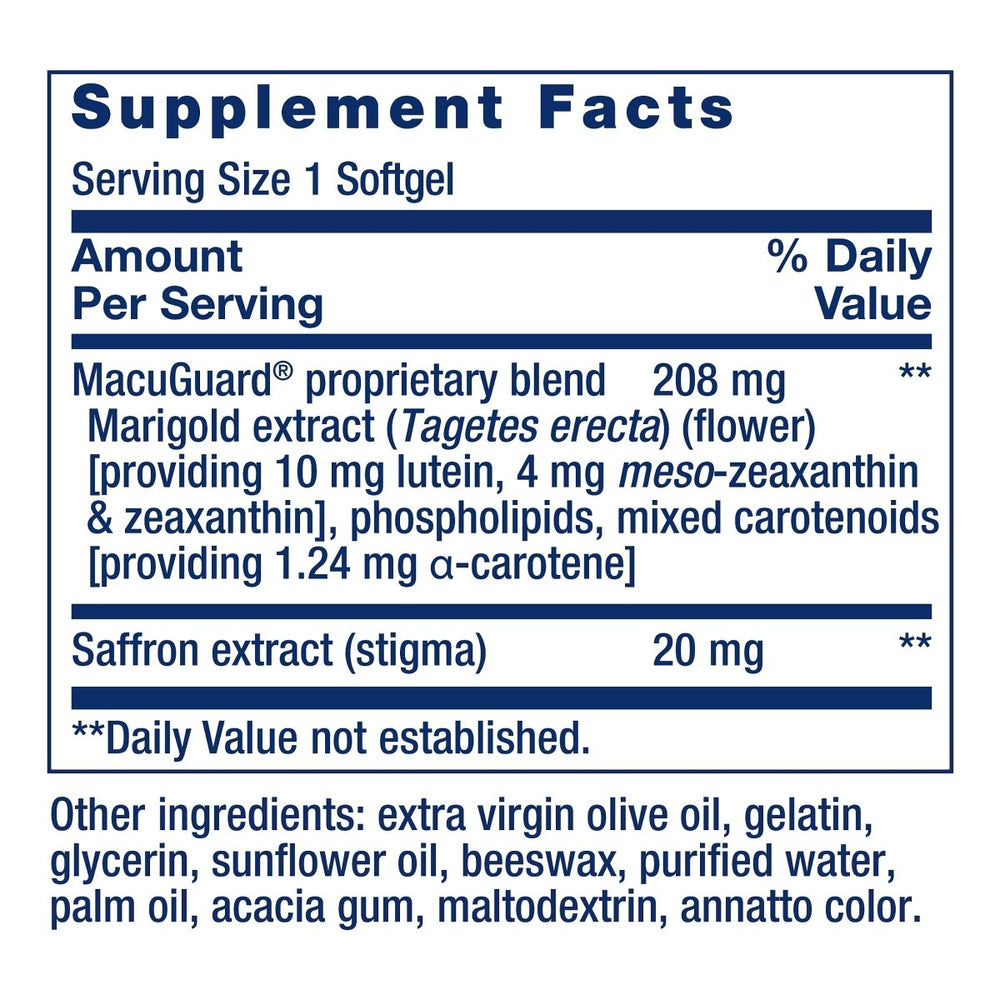 Life Extension MacuGuard Ocular Support with Saffron ? Eye Health Supplement for Healthy Vision ? with lutein, meso - zeaxanthin, zeaxanthin, saffron ? Gluten - free, Non - GMO ? 60 softgels - The Oasis of Health