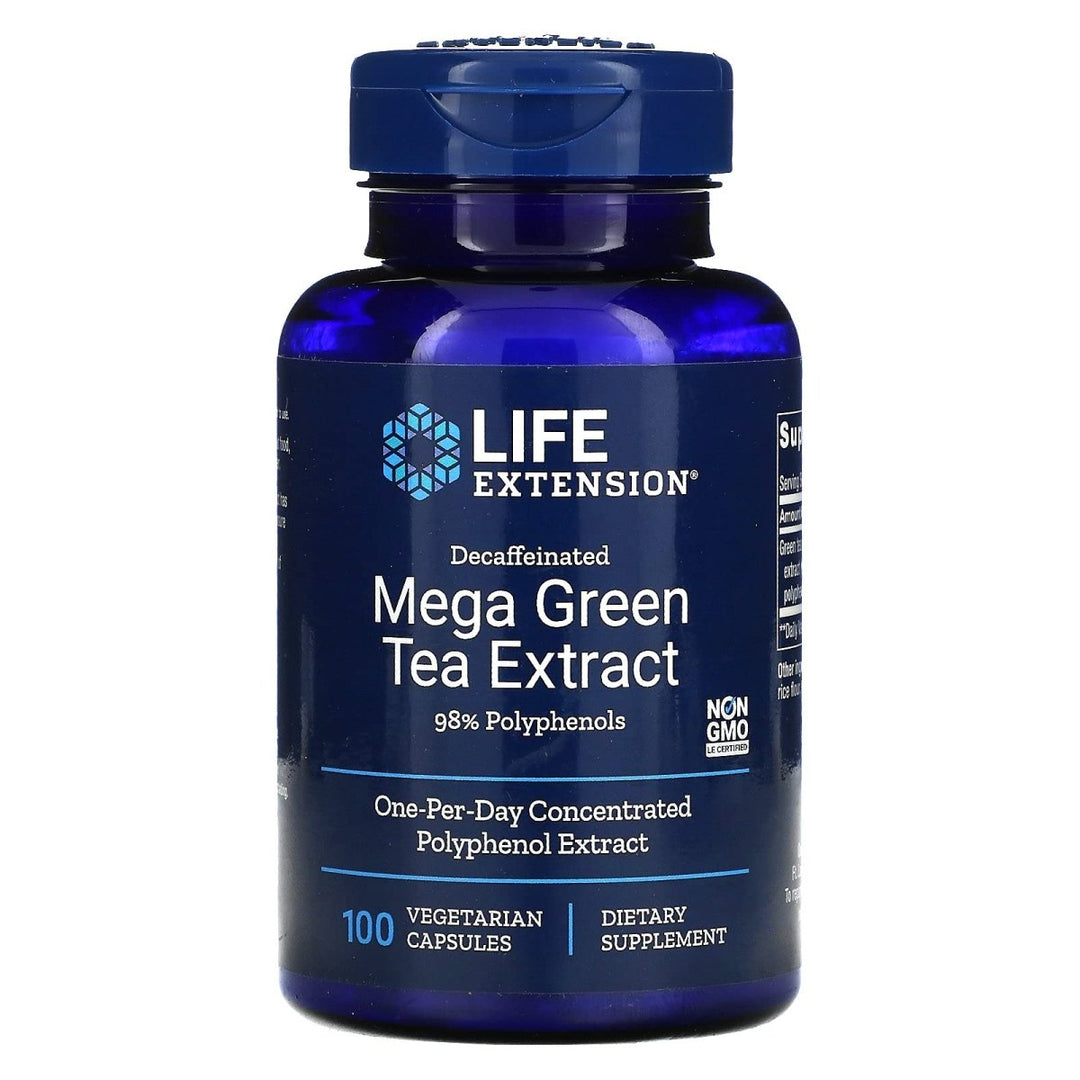 Life Extension Mega Green Tea Extract 98% Polyphenols Decaf 100 Vcaps - The Oasis of Health