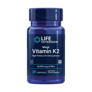 Life Extension Mega Vitamin K2 High Potency for Strong Bones, clinically Studied 45 mg K2 Dosage, Promotes Healthy Bone Density, Gluten - Free, Non - GMO, 30 Capsules - The Oasis of Health
